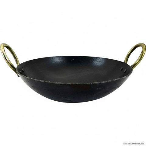 9 Inch Round Bottom Iron Kadahi with Two Handles