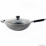 30cm Non Stick Wok with Glass Lid and Long Handle