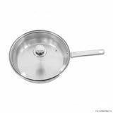 24cm Stainless Steel Fry Pan with Induction Base and Glass Lid
