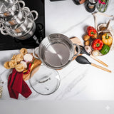 22cm Stockpot with Glass Lid and Induction Base