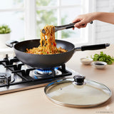 30cm Non Stick Wok with Glass Lid and Long Handle