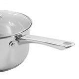 20cm Stainless Steel Milk Pan with Induction Base and Glass Lid