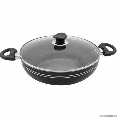 24cm Black Kadai Cooking Pan with Induction Bottom