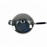 30cm Non Stick Wok with Glass Lid and Long Handle
