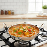19cm Stainless Steel Balti Dish Kadai – Dual Handles, Polished Finish, Ideal for Cooking & Serving Curries