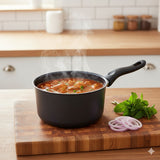 20cm Milk Pan with Glass Lid and Black Handle