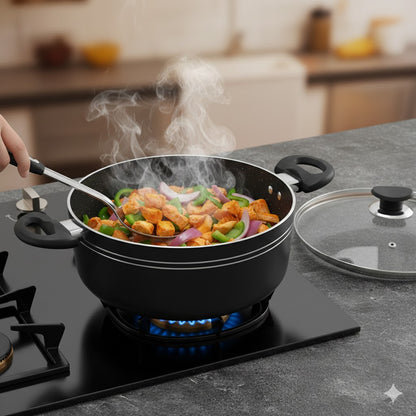 24cm Black Stockpot with Heat-Efficient Induction Base