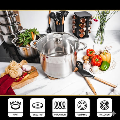 22cm Stockpot with Glass Lid and Induction Base