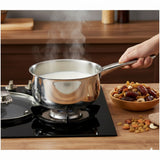 20cm Stainless Steel Milk Pan with Induction Base and Glass Lid