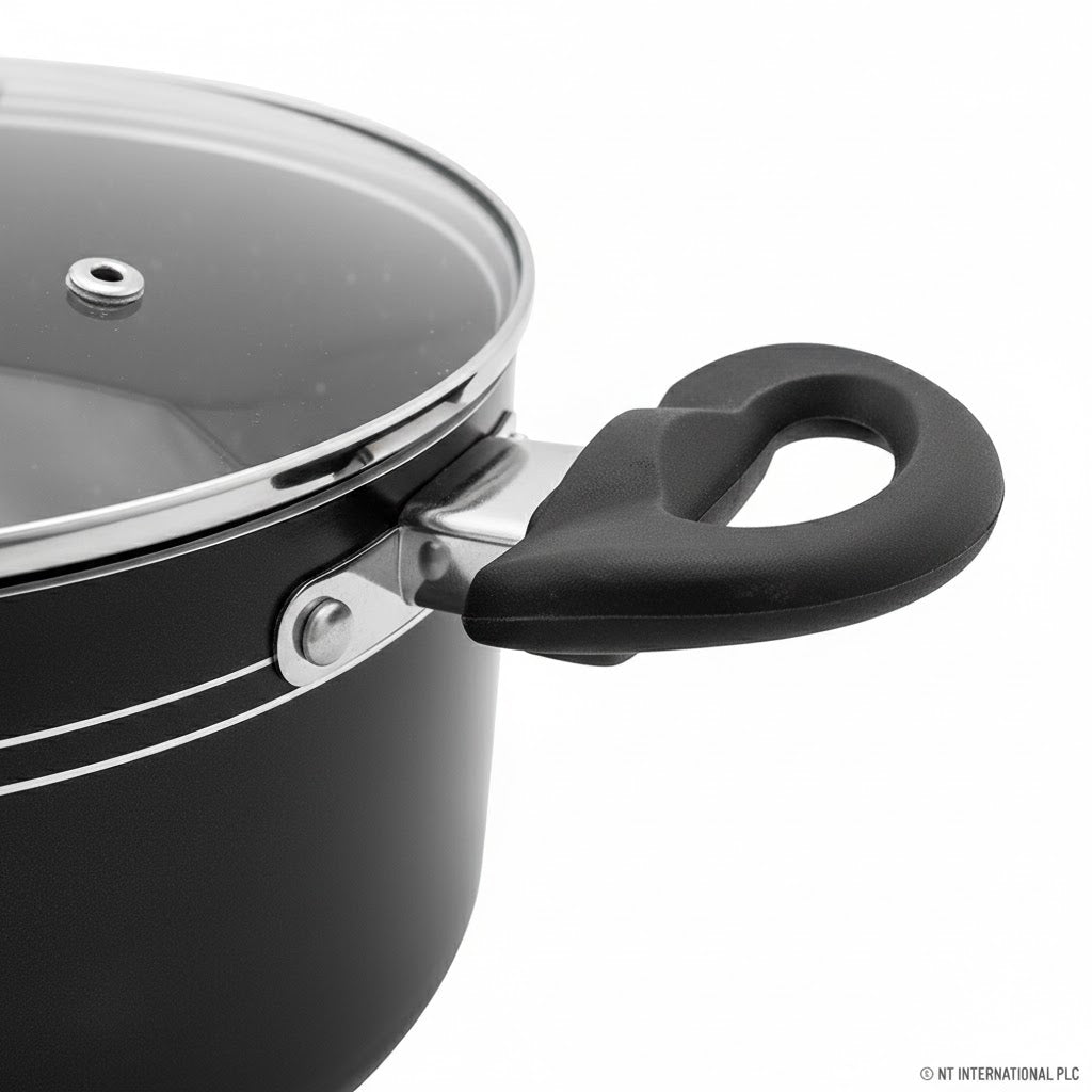 24cm Black Stockpot with Heat-Efficient Induction Base