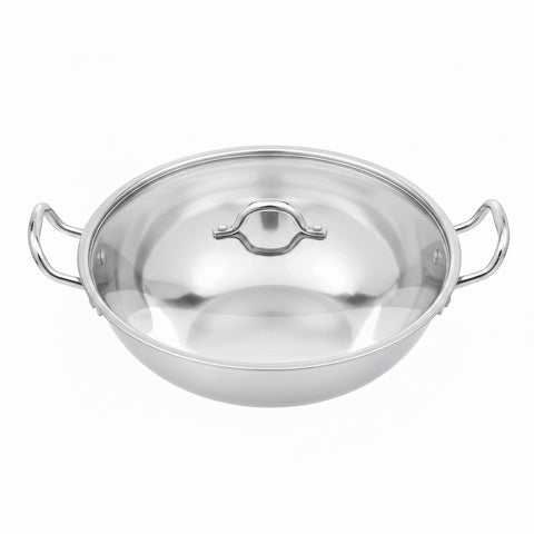 26cm Round Bottom Wok with Lid