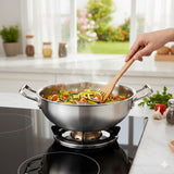 22cm Wok with Lid Single Piece for Stovetop Cooking