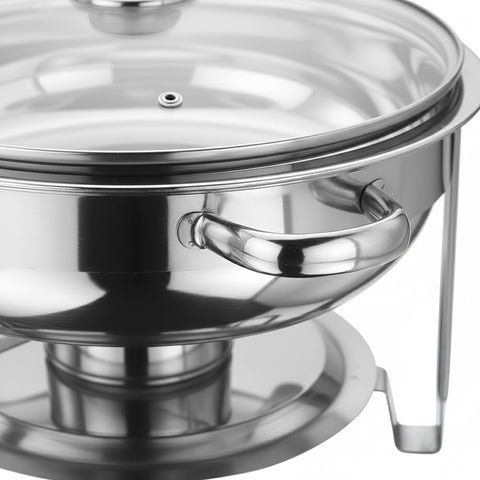 4.5L Stainless Steel Round Chafing Dish with Glass Lid