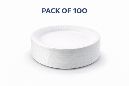 100 or 30  Pack White Paper Plates 18cm 7 Inch – Disposable Party Plates for BBQs, Buffets, Outdoor Events & Celebrations